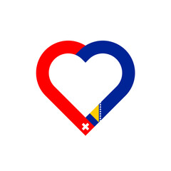 unity concept. heart ribbon icon of switzerland and bosnia flags. vector illustration isolated on white background