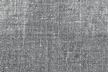 Grunge texture of natural linen fabric. Abstract monochrome background with random dots, chaotic grain. Vector illustration. Overlay template