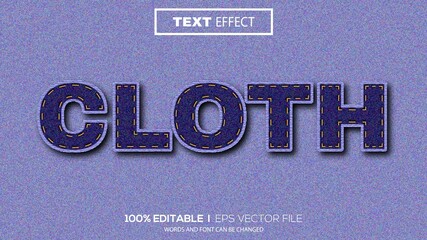 3d editable text effect cloth theme premium vector