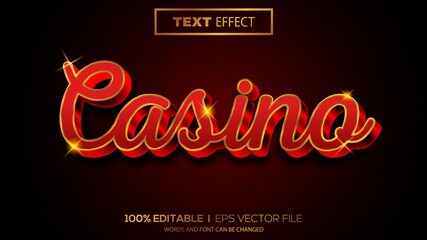 3d editable text effect casino theme premium vector
