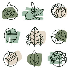 Modern leaf tree logo plant symbol vector icon set - 512286120