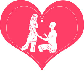 wedding logo
A heart shape with a picture of the bridegroom proposing to the bride inside.
It is a vector image and an illustrator.