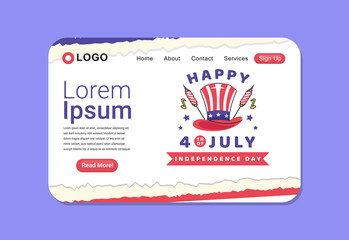 4th of July Happy Independence Day Landing Page Design Template