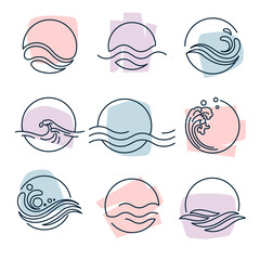 water, wave, splash beach logo symbol vector templates, emblems, signs logo and icons vector - 512286329