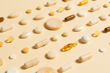 A close up image of medication pills arranged