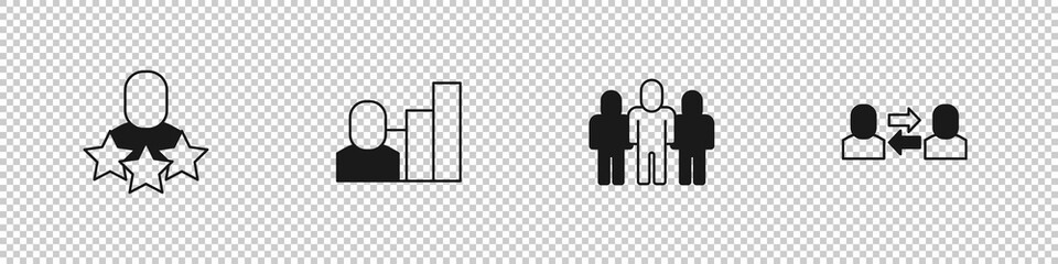 Set Productive human, Project team base and Exchange work icon. Vector