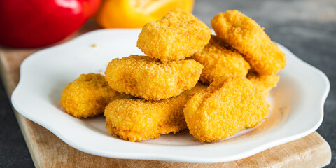 chicken nuggets deep fried poultry meat fresh meal food snack on the table copy space food background rustic