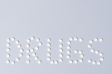 Drugs word made my small painkillers