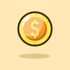 Golden coin icon symbol 