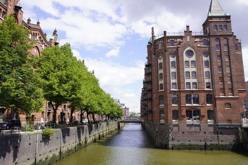 The Speicherstadt (lit. city of warehouses, meaning warehouse district) in Hamburg, Germany is the...