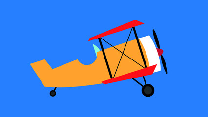 Biplane with red wings and propeller © Volodymyr