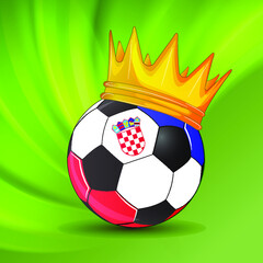 Ball with a crown. Soker king. Winner. Croatia