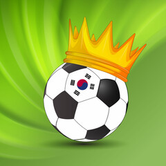 Ball with a crown. Soker king. Winner. South Korea