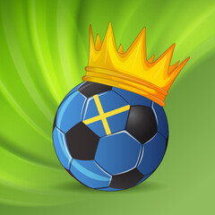 Ball with a crown. Soker king. Winner. Sweden