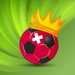 Ball with a crown. Soker king. Winner. Switzerland