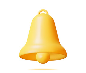 3D Notification Bell Icon Isolated.