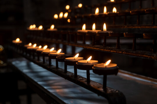 The rows of candles at the Catholic cathedral, London