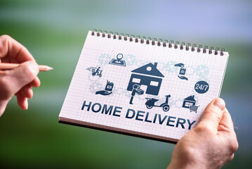 Home delivery concept on a notepad