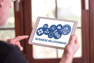 Business relationship concept on a tablet