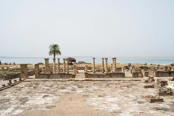 Zelfklevend Fotobehang Bolonia strand, Tarifa, Spanje Oude Romeinse ruïnes van Baelo Claudia op de stranden van Bolonia, Cadiz, Spanje.