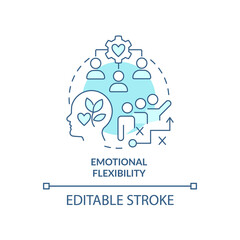 Emotional flexibility turquoise concept icon. Reaction to stress. Flexibility type abstract idea thin line illustration. Isolated outline drawing. Editable stroke. Arial, Myriad Pro-Bold fonts used
