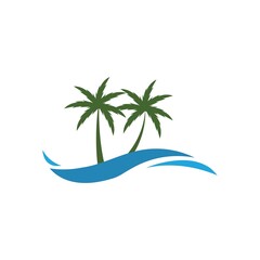 Fototapeta na wymiar Palm tree summer illustration logo template vector design