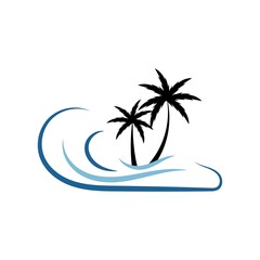 Palm tree summer illustration logo template vector design