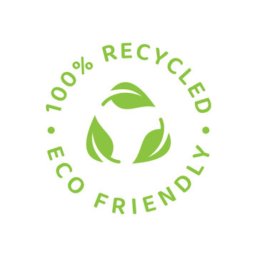 100% Recycled Vector Label. Eco Friendly Green Seal.