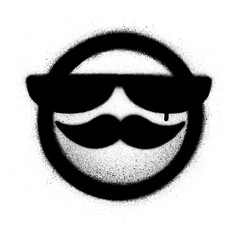 Graffiti icon with mustache and glasses