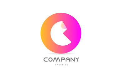 pink yellow C geometric alphabet letter logo icon design with folded corner. Template design for company or business