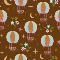 Seamless pattern with balloons. Balloon with a basket. Children's pattern.