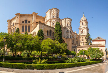 Fototapeta na wymiar Malaga Cathedral in the city of Malaga in Andalusia, Spain.