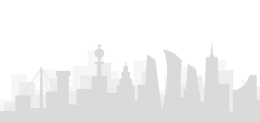 Growing metropolis. cityscape with futuristic urban architecture and cranes. Vector illustration,