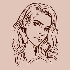 Woman portrait abstract art vector for card illustration decoration