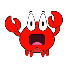 kawaii cute doodle drawing crab illustration line art vector design 