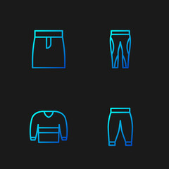 Set line Pants, Sweater, Skirt and Leggings. Gradient color icons. Vector