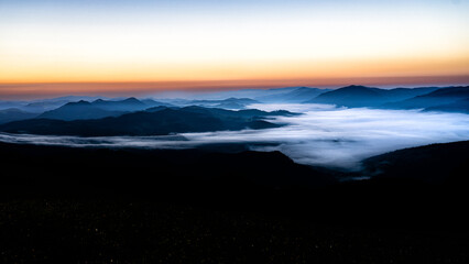 Sunrise in the Rarau mountains, Eastern Carpathians, Romania.