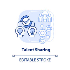 Talent sharing light blue concept icon. Different expertise. Merger objective abstract idea thin line illustration. Isolated outline drawing. Editable stroke. Arial, Myriad Pro-Bold fonts used