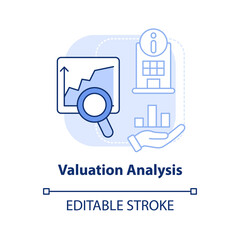 Valuation analysis light blue concept icon. Company research. Stage of merger abstract idea thin line illustration. Isolated outline drawing. Editable stroke. Arial, Myriad Pro-Bold fonts used