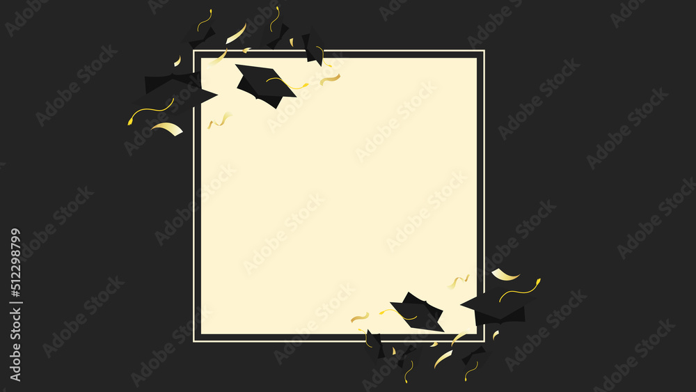 Wall mural Frame graduation for text  with Graduation cap , congratulations  on black color background, Vector illustration EPS 10