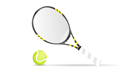 Tennis ball with Tennis racket isolated on white background ,  Flat Modern design , Illustration Vector  EPS 10