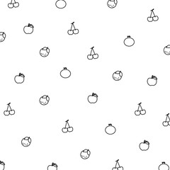 Black and white seamless fruit pattern (apple,cherry,lemon) vector graphic background,wallpaper for fruit food products and vitamins and children's health products