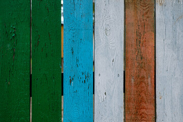 old painted fence, old paint, wood texture
