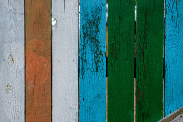 old painted fence, old paint, wood texture