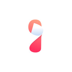 I letter logo with curled corner. Negative space style icon. Colorful gradient note paper.