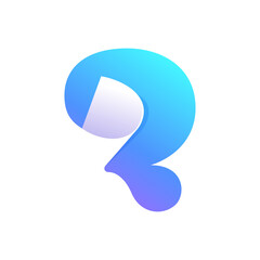 Q letter logo with curled corner. Negative space style icon. Colorful gradient note paper.