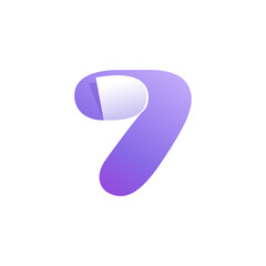 Number seven logo with curled corner. Negative space style icon. Colorful gradient note paper.