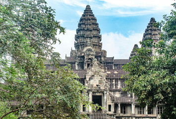 Fototapeta premium The main pagoda seen from behind Angkor Wat Siem Reap, Cambodia