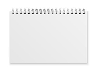 Mockup blank closed notebook  isolated on white background.  Template spiral copybook or organizer.