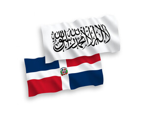 Flags of Dominican Republic and Islamic Emirate of Afghanistan on a white background